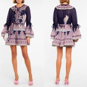 Zimmerman Embroidered Chiffon dress with print